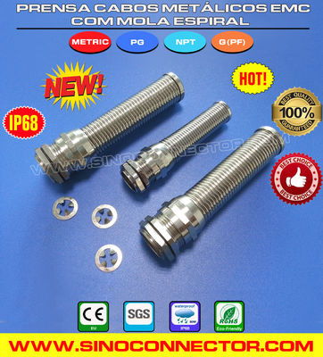 Metal EMC (EMI, EMV) Cable Gland, IP68 Watertight Brass PG Cable Gland Connector with Spiral Guard