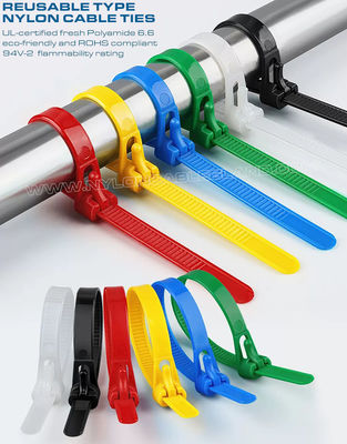 Plastic Loosable Cable Tie 7.6x200mm, Polyamide (Nylon) 66, 94V-2 Reusable Cable Tie (50lbs) for Wire Management