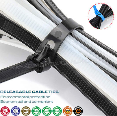 Plastic Loosable Cable Tie 7.6x200mm, Polyamide (Nylon) 66, 94V-2 Reusable Cable Tie (50lbs) for Wire Management