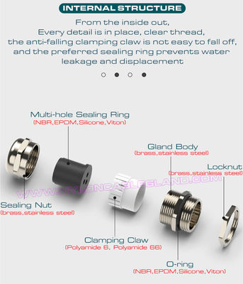 IP68 Brass Multi-Hole Cable Glands, 304/316 Stainless Cable Glands PG & Metric c/w Multi-Orifice (Multi-Entry) Seal