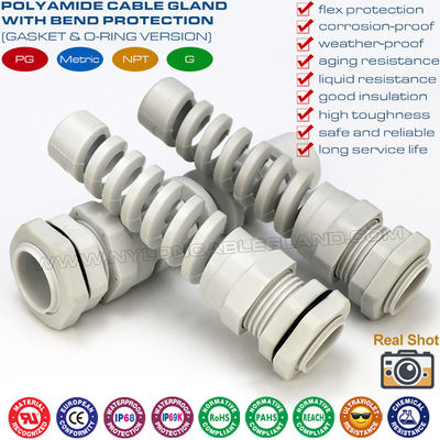Kelenjar kabel PG plastik anti kusut, pelindung kabel spiral nilon anti tekuk PG7~PG21