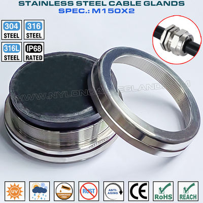 Kelenjar Kabel Metrik M150x2 Baja Tahan Karat 316, Kelenjar Kabel IP68 Baja Tahan Karat 316L Konektor Tahan Air Inox 304 untuk Kabel 110-125mm