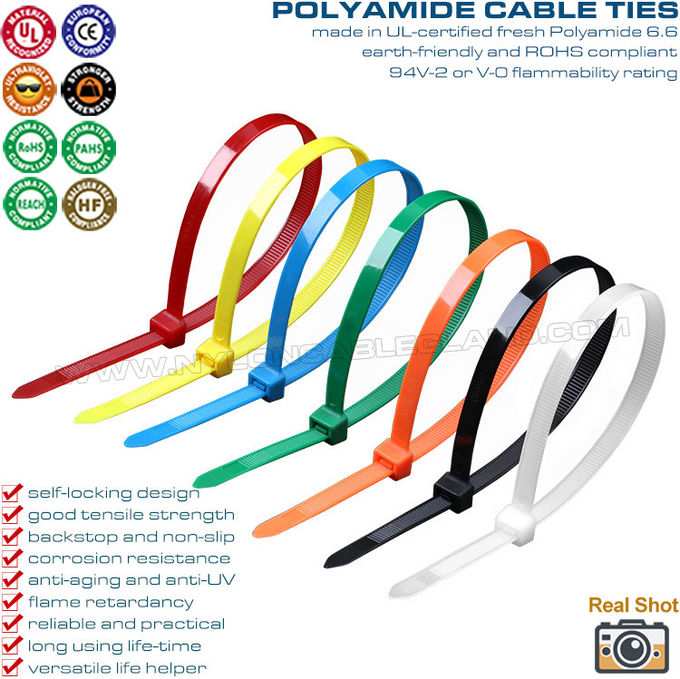 Ikatan kabel 4.8x300mm dasi kabel plastik, Ø3,5~80mm ikat kabel nylon yang dapat disesuaikan (50lbs) untuk rumah, kantor
