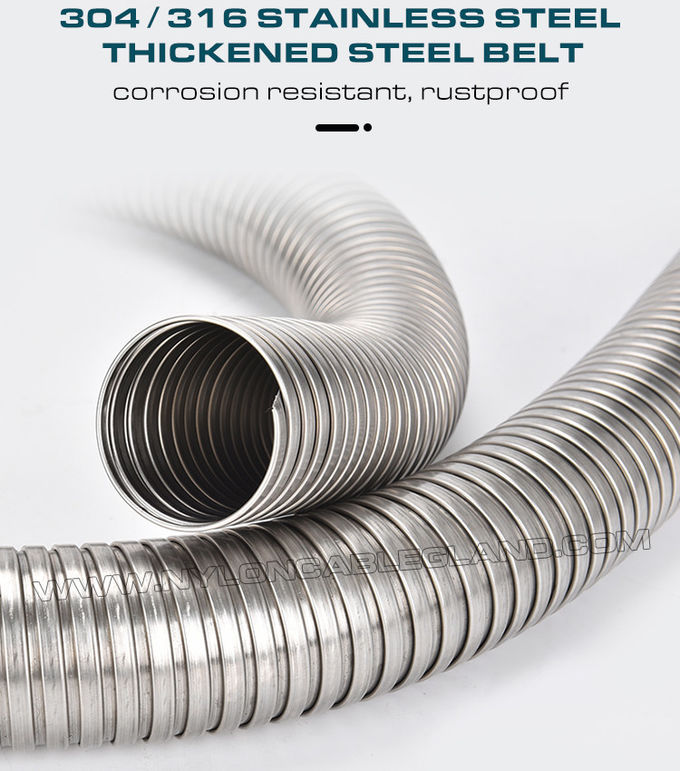 Pipa saluran konduit bergelombang fleksibel baja tahan karat 316 DN20 (Ø24,3mm x Ø20mm) 50m/gulungan untuk perlindungan kabel atau kawat